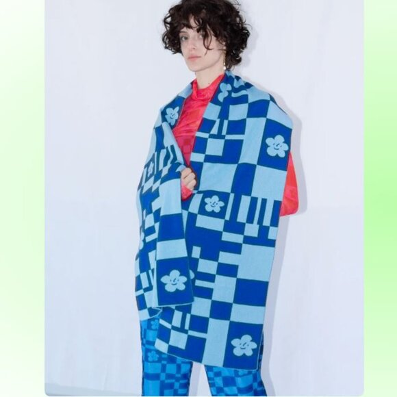 Mary Lo Designer Cashmere Wool Checkerboard Scarf - Picture 1 of 4